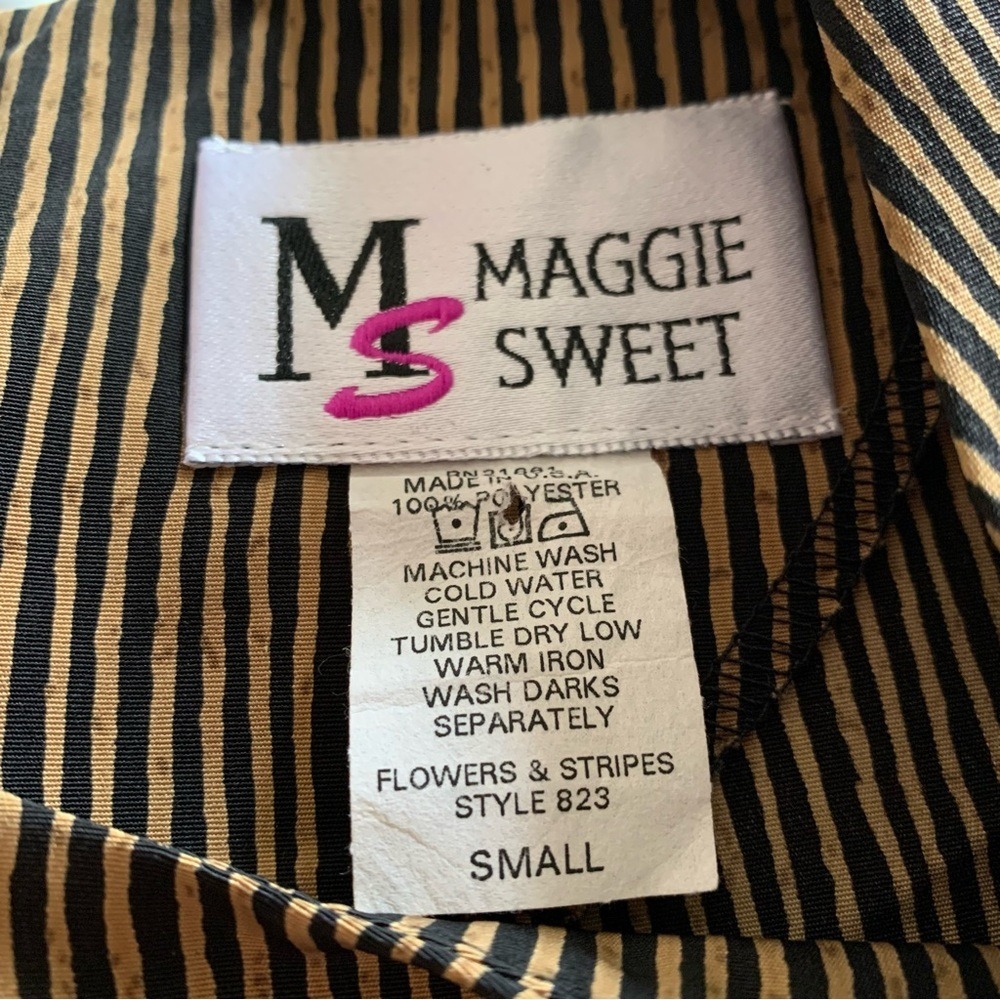 MAGGIE SWEET. Brown/Black striped shirt. Short sleeves. Sz S.‎ - Picture 8 of 8